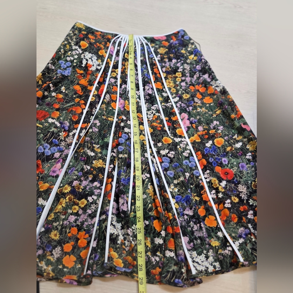 Stella McCartney Black Bold Floral Midi A-Line Stella Skirt, Multicolored, NWT - Picture 12 of 15